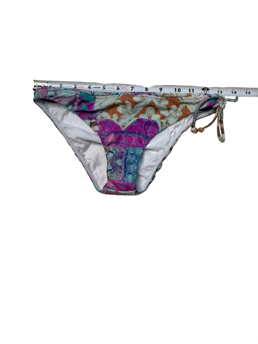 Colorful Patterned Bikini Bottom - Teal, Purple & Brown
